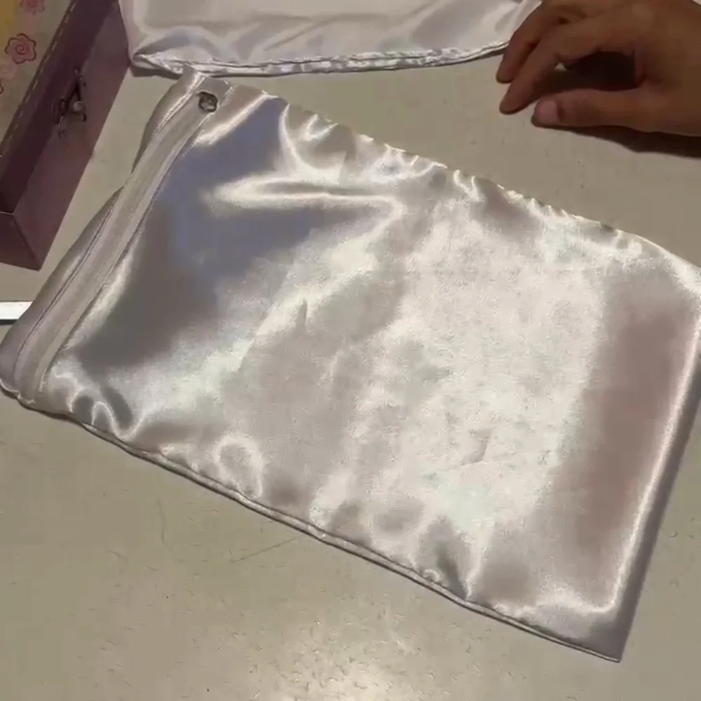 Sleek White Satin Pouch
